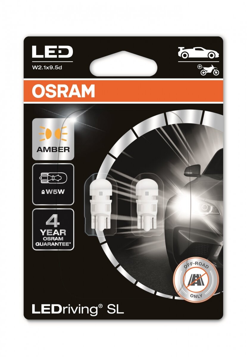12V 0,6W W5W W2,1x9,5D LEDRIVING SL AMBER