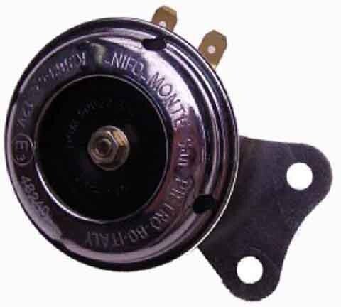 Claxon 12V 65mm, chroom/zwart